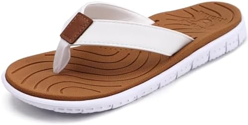 Casual Flip Flops for Women Lightweight Cushion in White Khaki