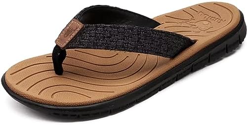 Casual Flip Flops for Women Lightweight Cushion in Khaki Black