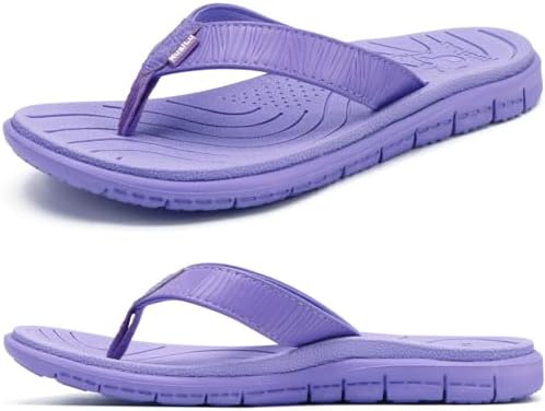 Comfortable Leather Flip Flops for Women Summer in Purple