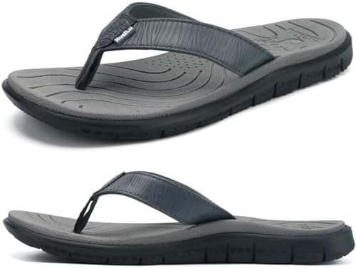 Comfortable Leather Flip Flops for Women Summer in Grey