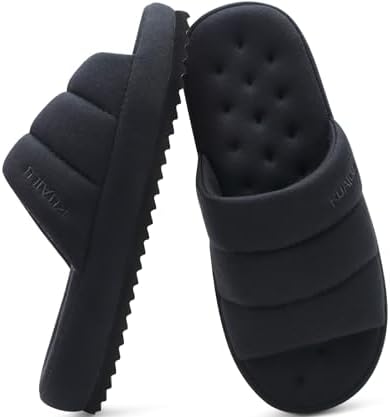 Cozy Memory Foam Slippers for Men - All-Season Warm in All Black