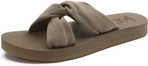 Dressy Sandals for Women Yoga Mat with Arch Support in Apricot