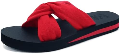 Dressy Sandals for Women Yoga Mat with Arch Support in Black/Red