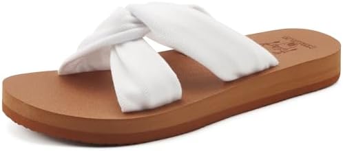 Dressy Sandals for Women Yoga Mat with Arch Support in White Khaki