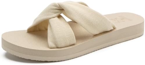 Dressy Sandals for Women Yoga Mat with Arch Support in Beige