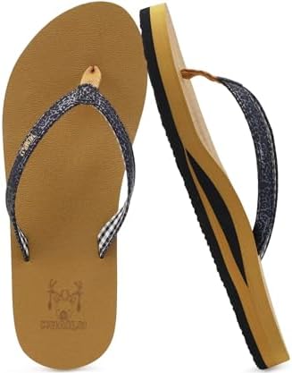 Flip Flops for Women Arch Support Summer Beach Sandals Comfortable in Black Khaki