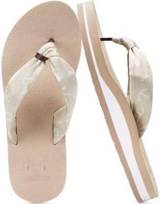 Flip Flops for Women Arch Support Summer Beach Sandals in Beige