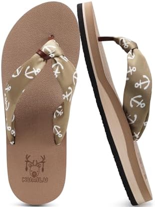 Flip Flops for Women Arch Support Summer Beach Sandals in Brown