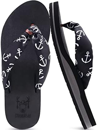 Flip Flops for Women Arch Support Summer Beach Sandals in Black