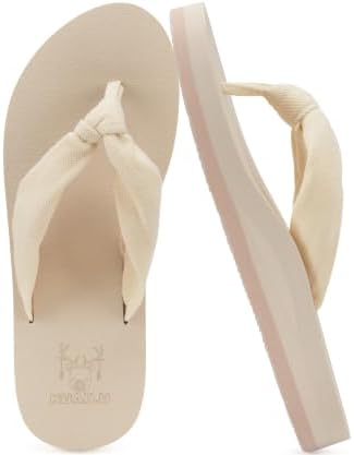 Flip Flops for Women Arch Support Summer Beach Sandals Comfortable in Beige