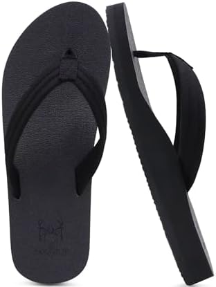 Flip Flops for Women Arch Support Summer Beach in All Black