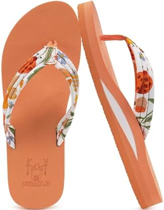 Flip Flops for Women Arch Support Summer Beach in Orange