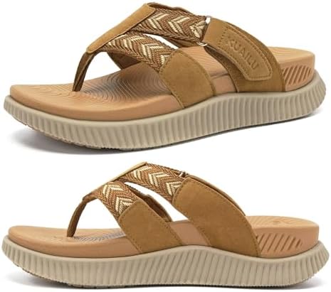 Flip Flops for Women Arch Support Summer Beach in Khaki