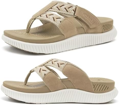 Flip Flops for Women Arch Support Summer Beach in Beige