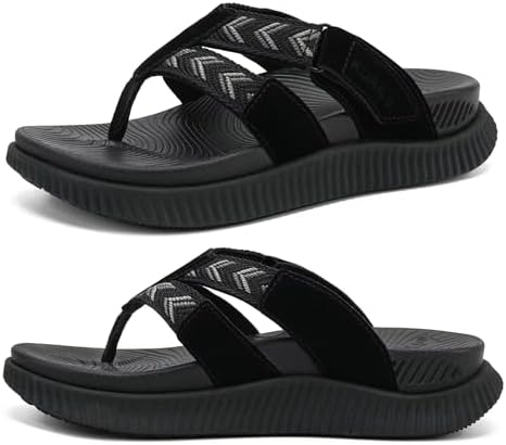 Flip Flops for Women Arch Support Summer Beach in Black