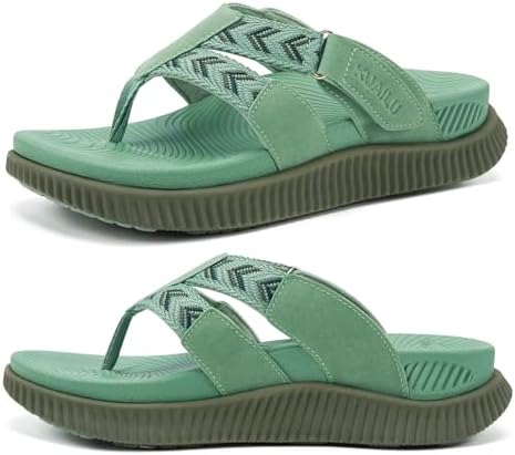 Flip Flops for Women Arch Support Summer Beach in Saga Green