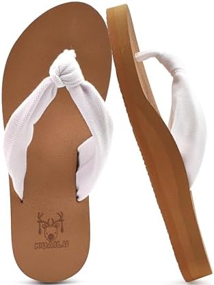 Flip Flops for Women Arch Support Summer Beach Sandals in White