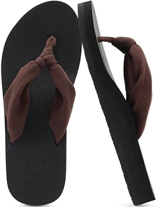 Flip Flops for Women with Arch Support Summer Beach in Dark Brown