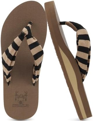 Flip Flops for Women with Arch Support Summer Beach in Brown Black