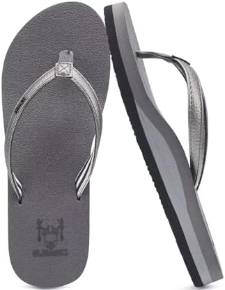 Flip Flops for Women with Arch Support Summer Beach in Grey