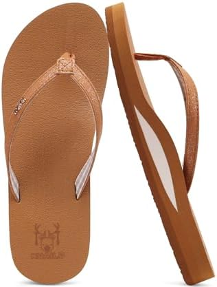 Flip Flops for Women with Arch Support Summer Beach in Tan