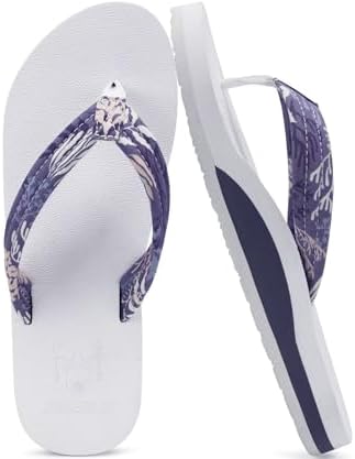 Flip Flops for Women with Arch Support Summer Beach in Purple White