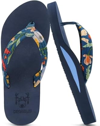 Flip Flops for Women with Arch Support Summer Beach in Navy Blue