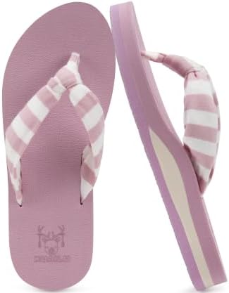 Flip Flops for Women with Arch Support Summer Beach in Pink White