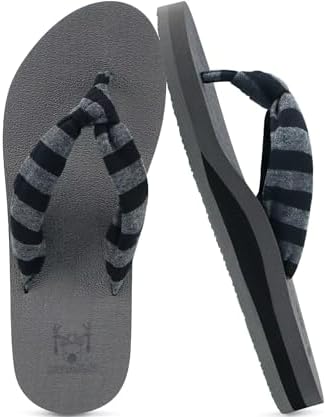Flip Flops for Women with Arch Support Summer Beach in Grey Black