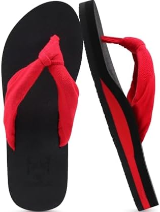 Flip Flops for Women with Arch Support Summer Beach in Red Black