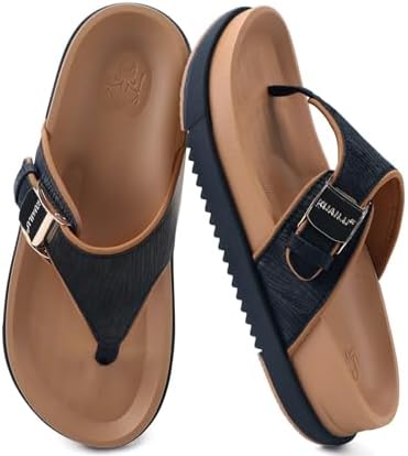 Flip Flops for Womens Platform Sandals in Black Khaki