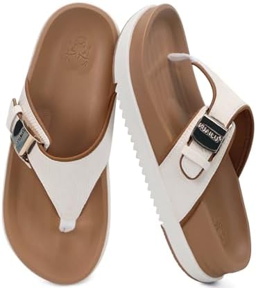 Flip Flops for Womens Platform Sandals in White Khaki
