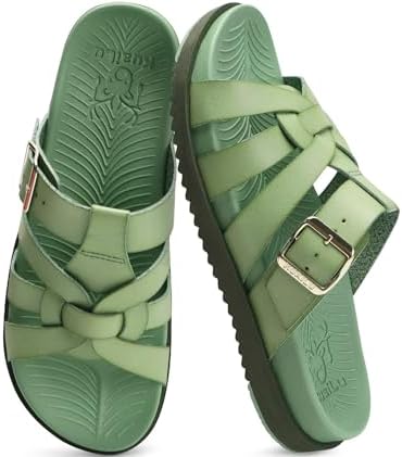Gladiator Sandals for Women with Comfortable Arch in Olive Green