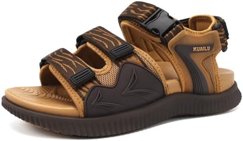 Mens Arch Support Hiking Sandals Athletic Walking in Khaki