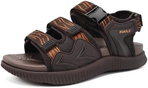 Mens Arch Support Hiking Sandals Athletic Walking in Brown
