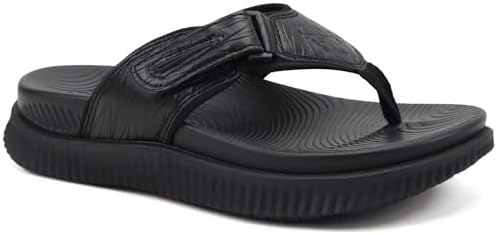 Men's Cushion Flip Flops Recovery Walking Athletic in All Black
