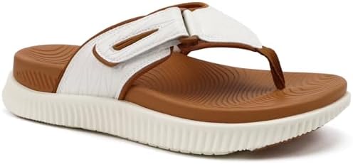 Men's Cushion Flip Flops Recovery Walking Athletic in White Khaki