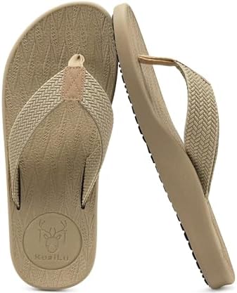 Mens Flip Flops Comfortable Arch Support Waterproof in Natural