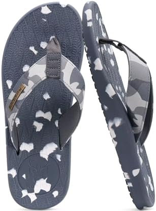 Mens Flip Flops Comfortable Arch Support Waterproof in Camo-Grey