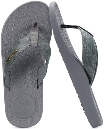 Mens Flip Flops Comfortable Arch Support Waterproof in Pu-Grey