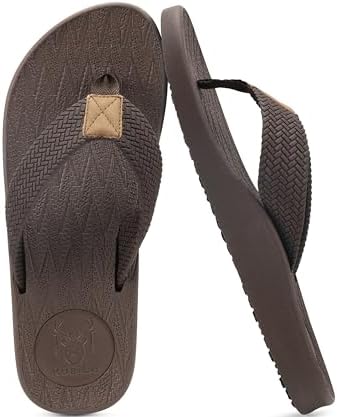 Mens Flip Flops Comfortable Arch Support Waterproof in Dbrown
