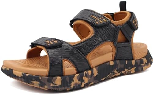 Mens Hiking Sandals Arch Support Footbed in Khaki Black(Camouflage)