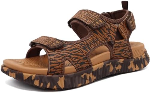 Mens Hiking Sandals Arch Support Footbed in Khaki Brown(Camouflage)