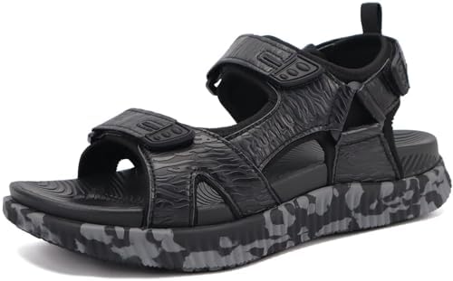 Mens Hiking Sandals Arch Support Footbed in Black(Camouflage)