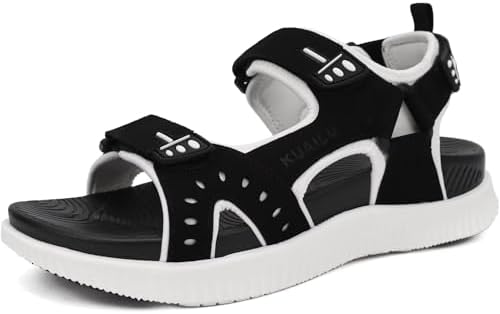 Mens Hiking Sandals Arch Support Footbed in Black White