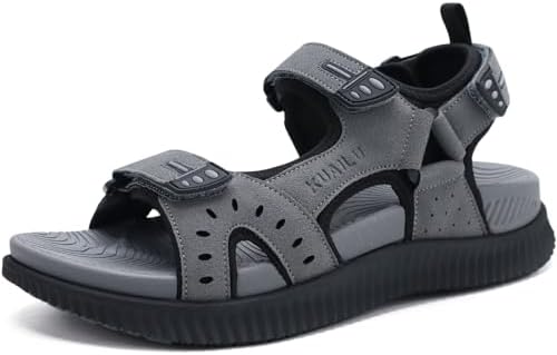 Mens Hiking Sandals Arch Support Footbed in Grey
