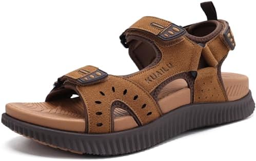 Mens Hiking Sandals Arch Support Footbed in Khaki Brown