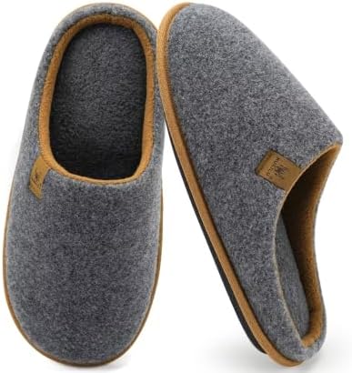 Mens House Memory Foam Scuff Slippers Felt in Felt Grey