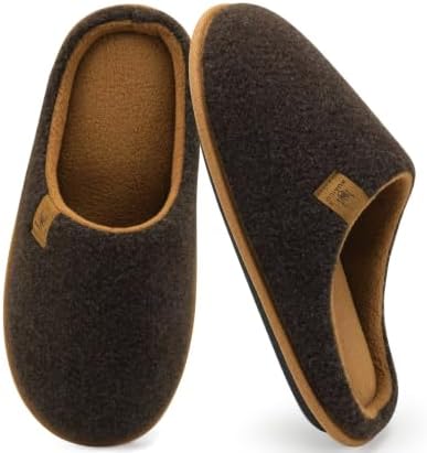 Mens House Memory Foam Scuff Slippers Felt in Felt Brown
