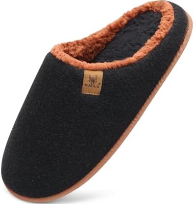 Mens House Memory Foam Slippers in Black Brown